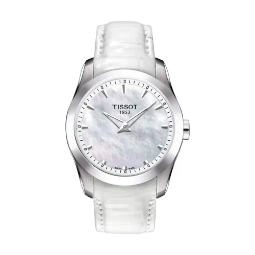 Tissot , Quartz Watch with Mother of Pearl Dial and Leather Strap ,Gray female, Sizes: ONE SIZE