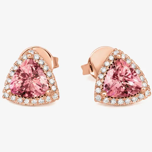 Tivon 18ct Rose Gold Trillion-Cut Morganite & Diamond Stud Earrings CERSHTR6MG