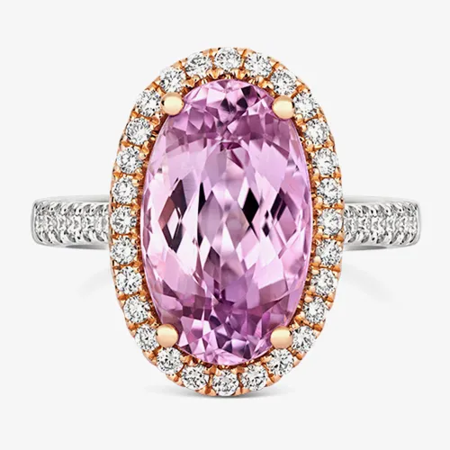Tivon 18ct Two Colour Gold Oval Kunzite and Diamond Cluster Ring RTTR-1527-KUN N