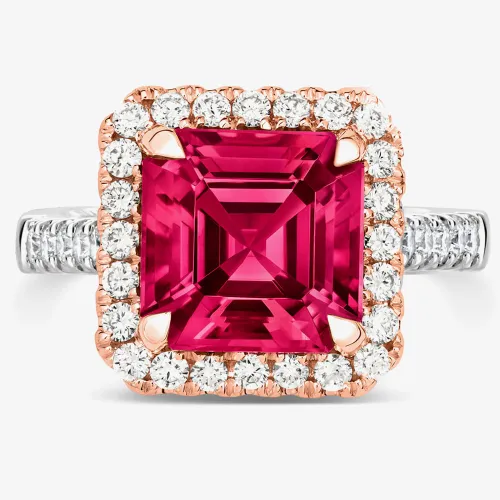 Tivon 18ct Two Colour Gold Pink Tourmaline and Diamond Cluster Ring RTTR-1852-PT N