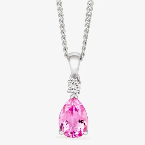 Tivon 18ct White Gold Pear-Cut Pink Morganite & Diamond Necklace PW-0899-PMG
