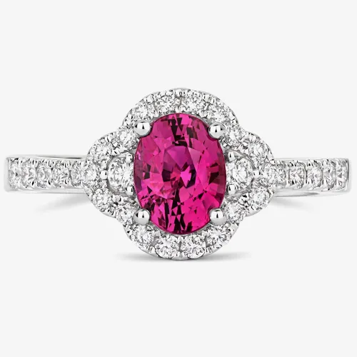 Tivon 18ct White Gold Pink Sapphire & Diamond Cluster Ring  RW-1714-PS N