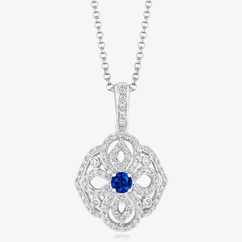 Tivon 18ct White Gold Sapphire & Diamond Vintage Necklace PW-0813-BS