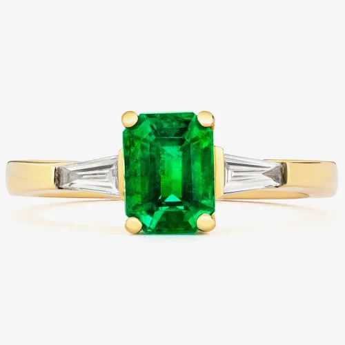 Tivon 18ct Yellow Gold Emerald-Cut Colombian Emerald & Diamond Ring RY-1071-EM M1/2