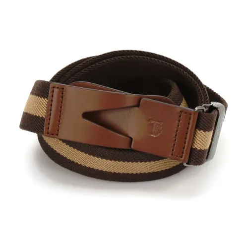 Tod's , Adjustable Canvas Belt with Exquisite Leather Buckle ,Brown male, Sizes: