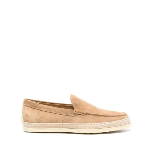 Tod's , Beige Suede Espadrille Loafers ,Beige male, Sizes: