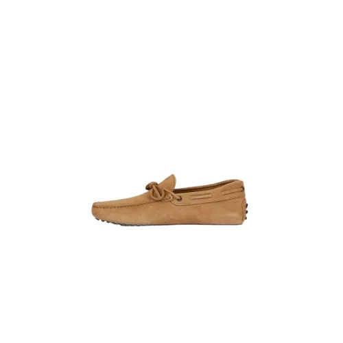 Tod's , Beige Suede Moccasins with Rubber Sole ,Brown male, Sizes: