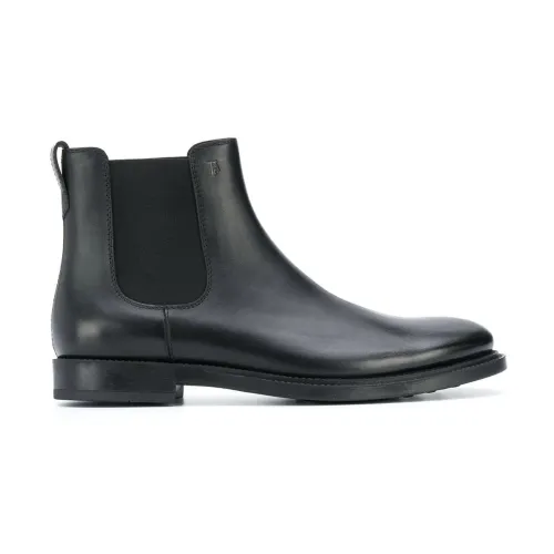 Tod's , Black Ankle Boots with Round Toe and Elastic Inserts ,Black male, Sizes: