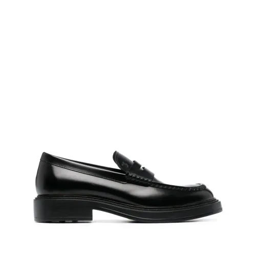 Tod's , Black Brushed Leather Moccasin Shoes ,Black male, Sizes: 9 1/2 UK, 7 1/2 UK, 8 1/2 UK, 8 UK, 5 UK, 6 1/2 UK, 9 UK, 11 UK, 9 1/3 UK, 6 UK, 10 U