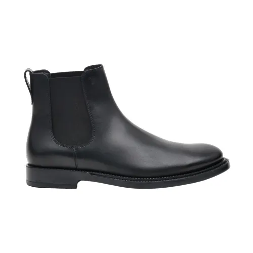 Tod's , Black Leather Ankle Boot ,Black male, Sizes: