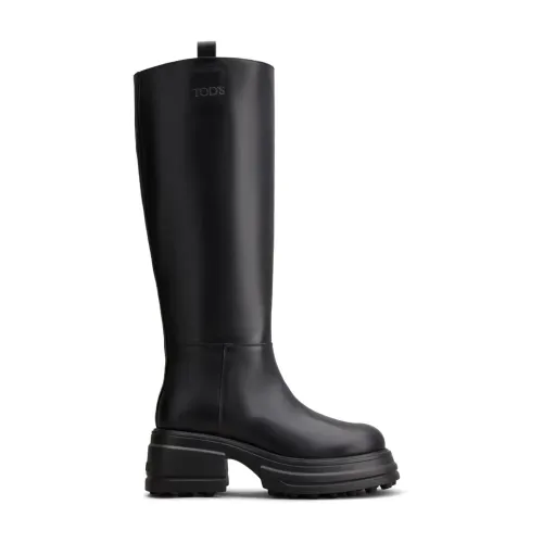 Tod's , Black Leather Boots ,Black female, Sizes:
