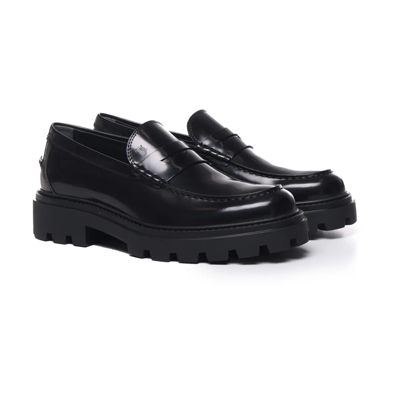 Tod's , Black Leather Loafer Sneakers ,Black male, Sizes: