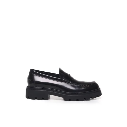 Tod's , Black Leather Loafer Sneakers ,Black male, Sizes: