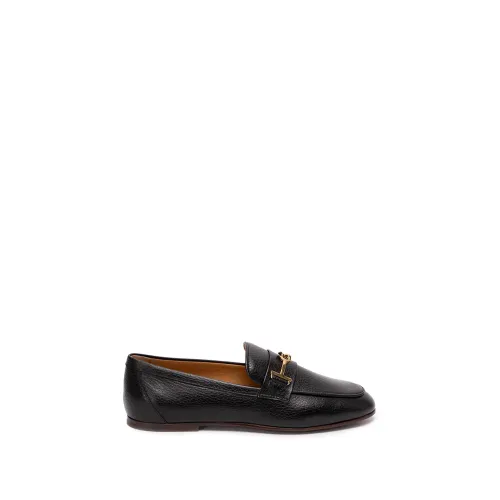 Tod's , Black Leather Loafers ,Black female, Sizes: