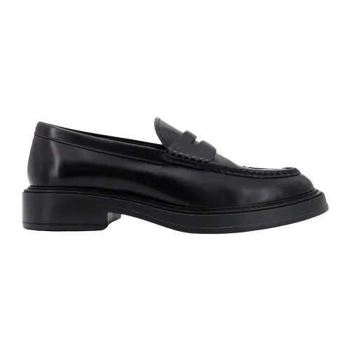 Tod's , Black Loafer Shoes with Engraved Logo ,Black male, Sizes:
