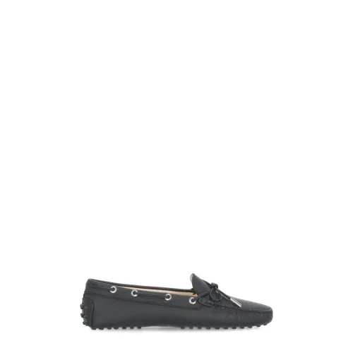Tod's , Black Pebbled Leather Loafers ,Black female, Sizes: