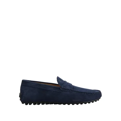 Tod's , Blue Suede Moccasins ,Blue male, Sizes: