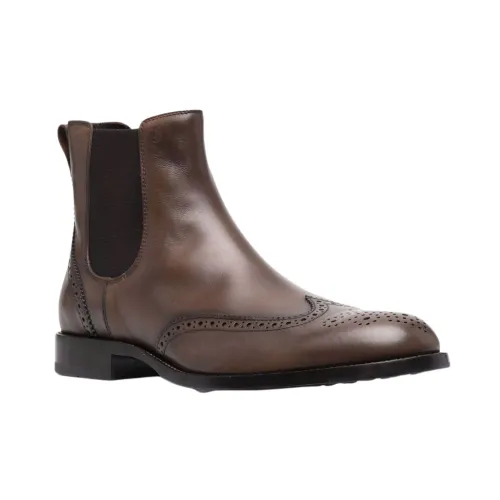 Tod's , Brogue-Detail Chelsea Boots ,Brown male, Sizes: