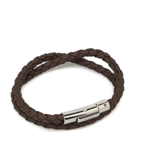 Tod's , Brown Leather Double Wrap Bracelet ,Brown male, Sizes: ONE SIZE