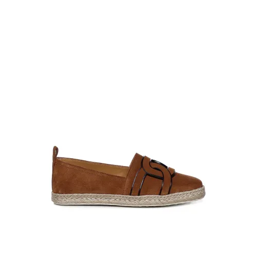 Tod's , Brown Leather Espadrilles ,Brown female, Sizes: