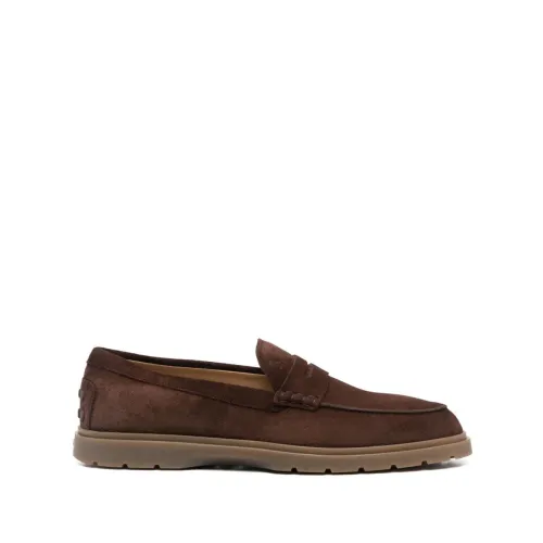 Tod's , Brown Leather Loafers for Men ,Brown male, Sizes: