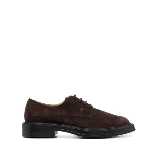 Tod's , Brown Suede Derby Shoe ,Brown male, Sizes: