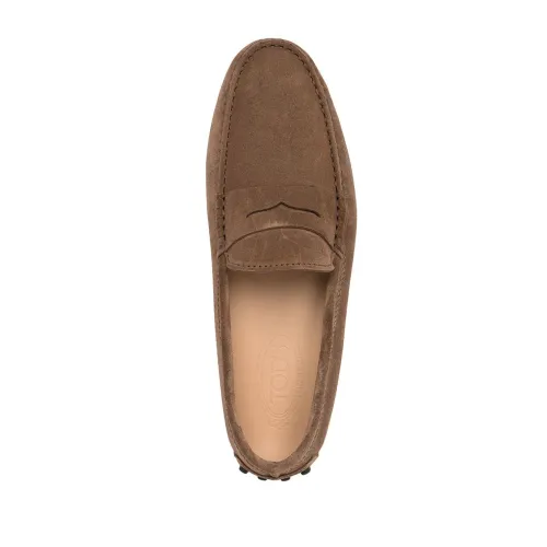 Tod's , Brown Suede Gommino Driving Loafers ,Brown male, Sizes: