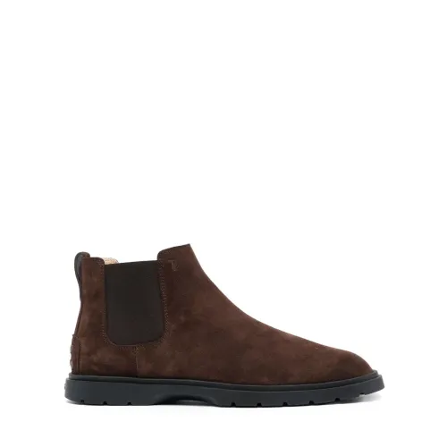 Tod's , Brown Suede Tronchetto Boots ,Brown male, Sizes: