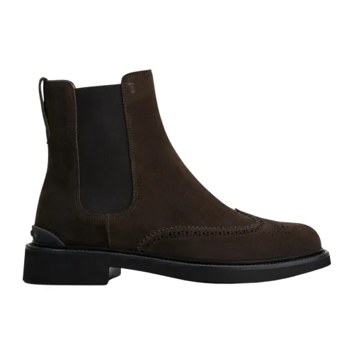 Tod's , Dark Brown Chelsea Boots ,Brown male, Sizes: