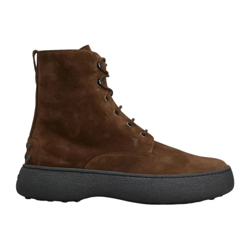 Tod's , Dark Brown Lace-up Boots with Chunky Sole ,Brown male, Sizes: