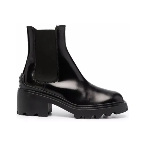 Tod's , Elegant Leather Ankle Boots ,Black female, Sizes: