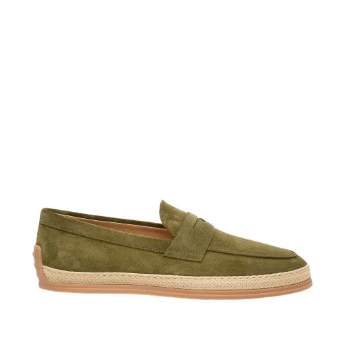 Tod's , Green Suede Moccasin ,Green male, Sizes: