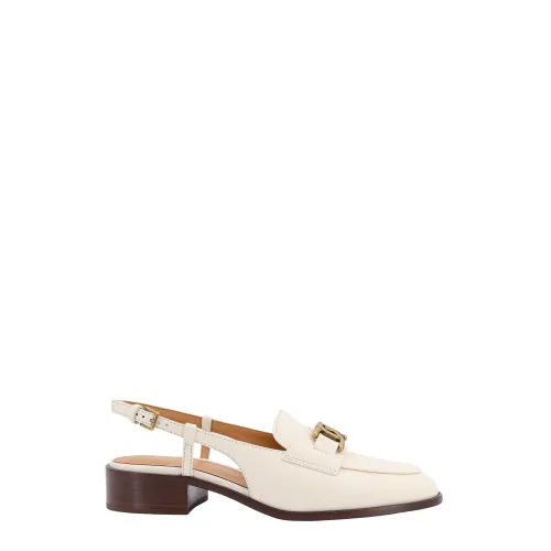 Tod's , Leather Loafer with Frontal Chain ,White female, Sizes: