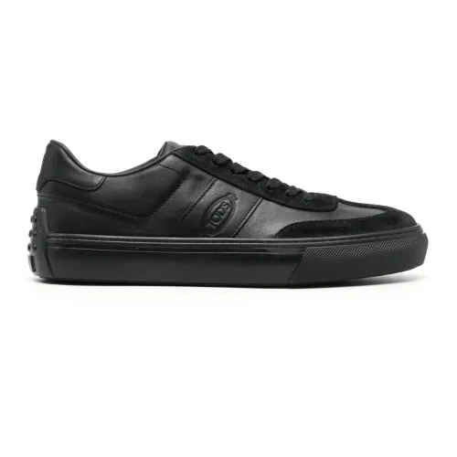 Tod's , Leather Sneakers with Suede Details ,Black male, Sizes: