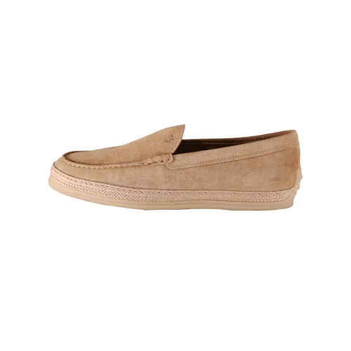 Tod's , Light Brown Suede Loafer ,Brown male, Sizes: