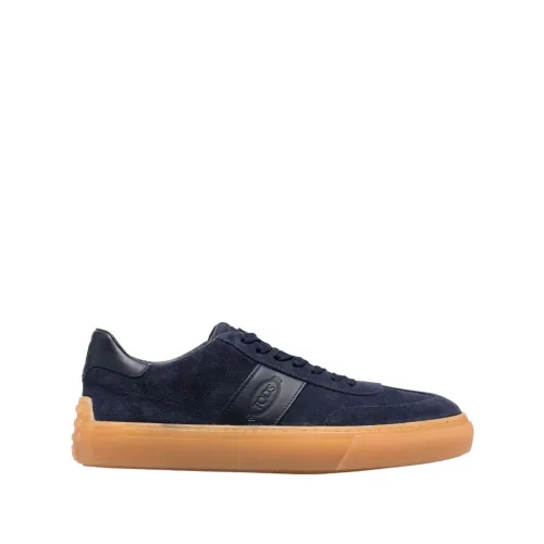 Tod's , Navy Blue Suede Low-Top Sneakers ,Blue male, Sizes: