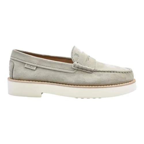 Tod's , Nubuck Moccasin Rubber Sole Shoes ,Gray male, Sizes:
