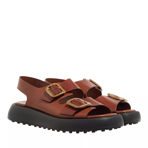 Tod's Sandals - Double Buckle Sandal - brown - Sandals for ladies