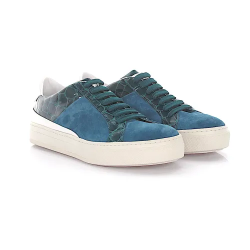 Tod's , Sportivo Turquoise Suede Crocodile Sneakers ,Green female, Sizes:
