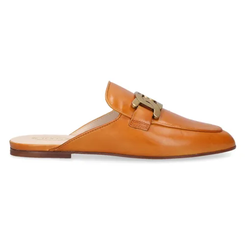 Tod's , Stylish LEG 79A Calf Leather Slipper ,Orange female, Sizes: