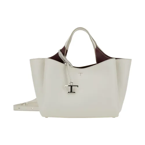 Tod's , White Grainy Leather Handbag with Detachable Strap ,White female, Sizes: ONE SIZE