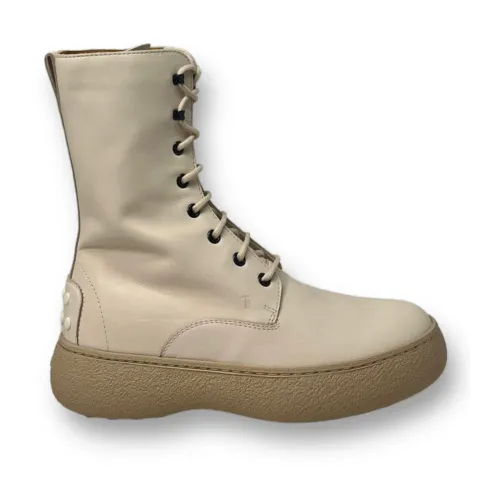Tod's , Winter Gommini 09J Polacco All.Zip Boots ,Beige female, Sizes: