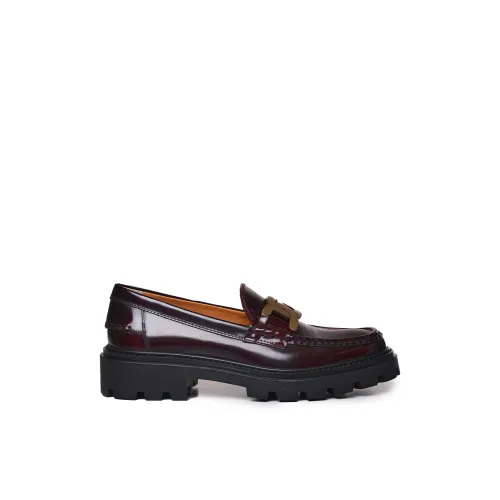 Tod's , Womens Lug Moccasins in Bordeaux ,Brown female, Sizes: