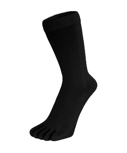 TOETOE - Mens & Ladies Essential Mid Calf Soft Breathable Cotton Toe Socks - Black - One
