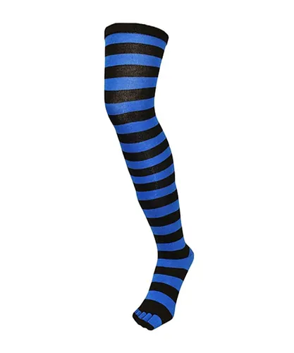 TOETOE Womens - Mens & Ladies Essential Moisture Wicking Cotton Over Knee Toe Socks - Black & Mid-Blue - Multicolour - One