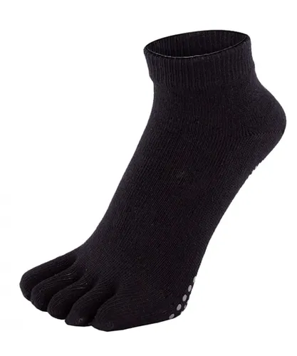 TOETOE Womens - Mens & Ladies Yoga / Pilates Anti Slip Moisture Wicking Low Cut Toe Socks - Black Cotton