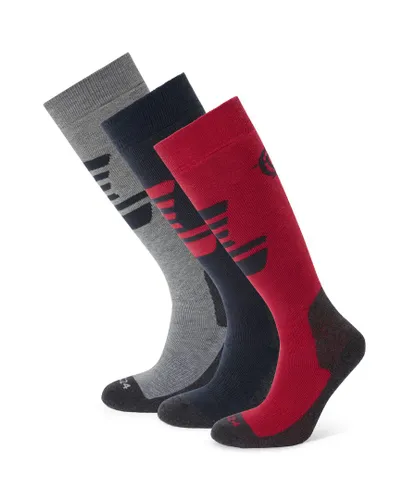 TOG24 Bergenz 3 Pack Womens Ski Socks Dark Indigo/Dark Pink/Light Grey Marl - Multicolour - One