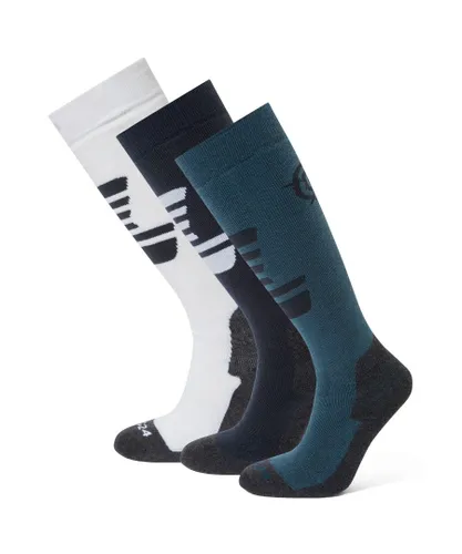 TOG24 Bergenz 3 Pack Womens Ski Socks Dark Indigo/Optic White/Jewel Blue - One