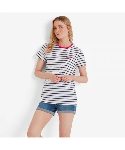 TOG24 Jane Womens T-Shirt Stripe - White Cotton