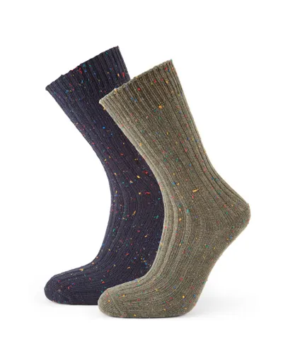 TOG24 Opora 2Pack Mens Trek Socks Khaki/Dark Indigo - Multicolour